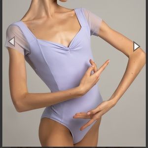 Nikolay Effie mesh lilac cap sleeve leotard adult small